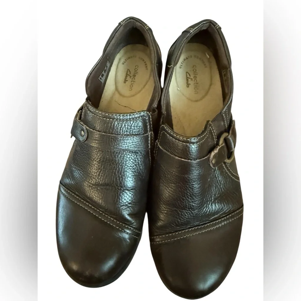 CLARKS CHEYN FAME PUMP LOFTERS DARK BROWN LEATHER 9.5